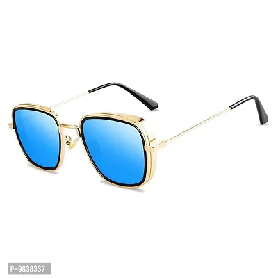 CREEK Men Square Sunglasses Gold, Blue, MERC Frame (Medium) - Pack of 2-thumb3