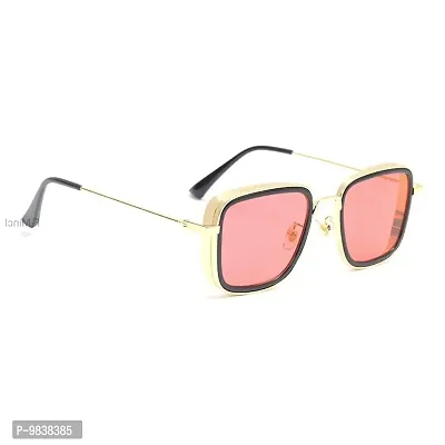 CREEK Men Square Sunglasses Gold, PINK Frame (Medium) - Pack of 2
