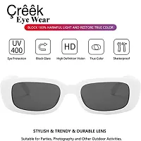 CREEK Rectanglular Sunglasses for Women Retro Driving Sunglasses Vintage Fashion Narrow Square Frame UV400 Protection (WHITE)-thumb1