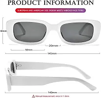 CREEK Rectanglular Sunglasses for Women Retro Driving Sunglasses Vintage Fashion Narrow Square Frame UV400 Protection (WHITE)-thumb3