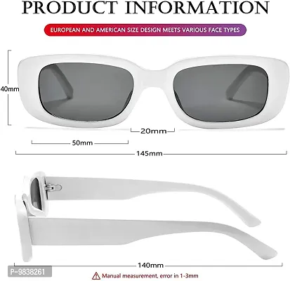 CREEK Rectanglular Sunglasses for Women Retro Driving Sunglasses Vintage Fashion Narrow Square Frame UV400 Protection (WHITE)-thumb4