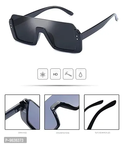 CREEK Men Rectangular Sunglasses Black, Blue Frame, Black Lens (Free Size) - Pack of 02-thumb4