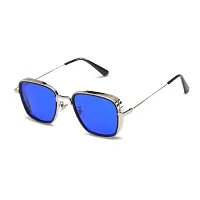 CREEK Men Square Sunglasses Silver, Blue Frame (Medium) - Pack of 2-thumb2
