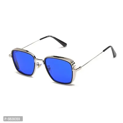 CREEK Men Square Sunglasses Silver, Blue Frame (Medium) - Pack of 2-thumb3