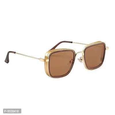 CREEK Mens Carryminati Square Sunglasses Frame (GOLD-BROWN)