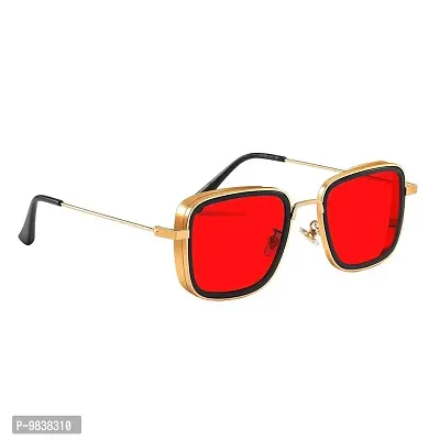 CREEK Men's Square Sunglasses Multicolour Frame, Yellow, Red Lens (Medium) - Pack Of 2-thumb4