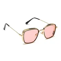 CREEK Men Square Sunglasses Blue, Pink Frame, Pink, Blue Lens (Medium) - Pack of 2-thumb1