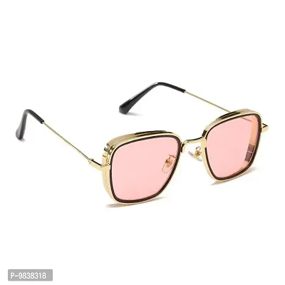 CREEK Men Square Sunglasses Blue, Pink Frame, Pink, Blue Lens (Medium) - Pack of 2-thumb2