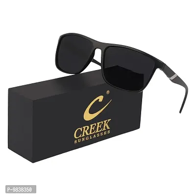 Creek Unisex Polarized Sports Sunglasses for Men & Women with Polarized Testing Card And Glasses Pouch (BLACK)-thumb2