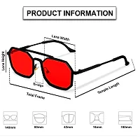 CREEK UV Protected Driving Vintage Hexagon Gradient Metal Body Sunglasses for Men and Women | CH-11625 (BLACK/RED)-thumb2