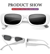 CREEK Rectanglular Sunglasses for Women Retro Driving Sunglasses Vintage Fashion Narrow Square Frame UV400 Protection (WHITE)-thumb2