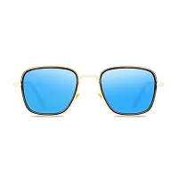 CREEK Men Square Sunglasses Gold, Blue, MERC Frame (Medium) - Pack of 2-thumb1