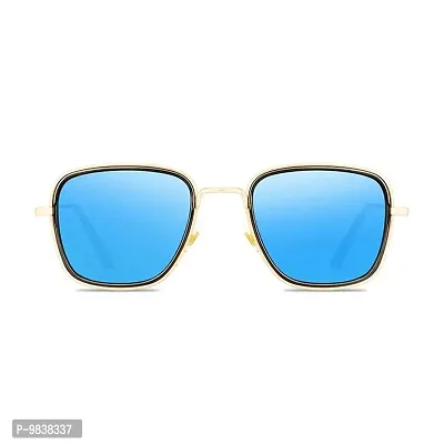 CREEK Men Square Sunglasses Gold, Blue, MERC Frame (Medium) - Pack of 2-thumb2
