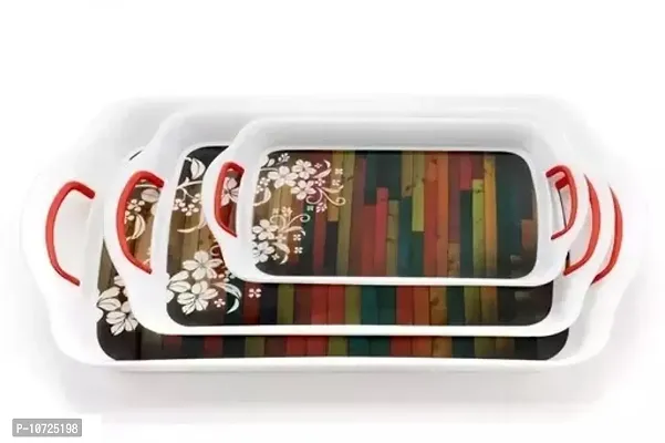 Plastic Trays for Serving Tea Snacks - Set of 3, Assorted, Small/Medium/Large
