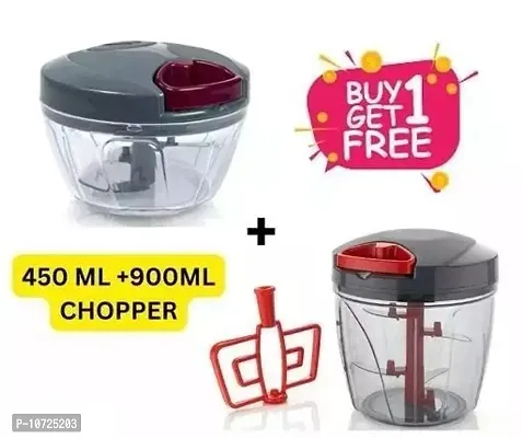 New Combo of Standard Handy Pro Chopper (900 ml) and Compact Chopper Cutter Mixer (550 ml) with Stainless Steel Blades and Whisker Blade for effortlessly Chopping Vegetables Fruits for Your Kitchen (V-thumb0