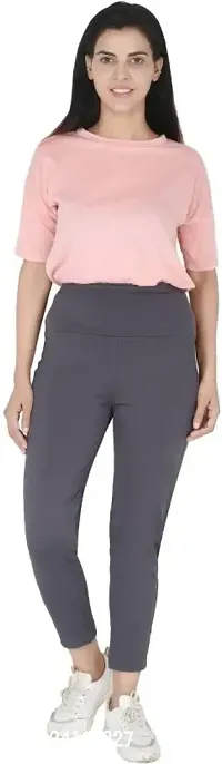 Elite Grey Polyester Track Pant For Women