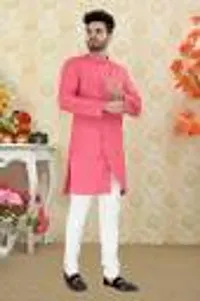 Reliable Pink Cotton Blend Kurtas For Men-thumb2