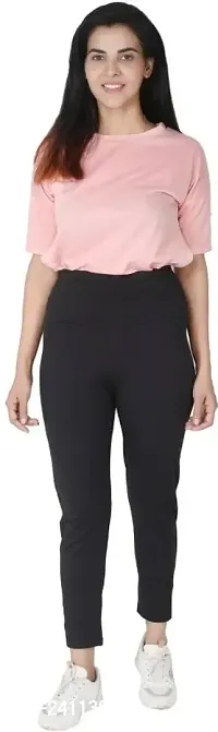 Elite Black Polyester Track Pant For Women-thumb0