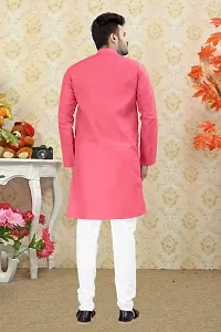Reliable Pink Cotton Blend Kurtas For Men-thumb1