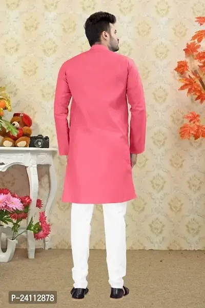 Reliable Pink Cotton Blend Kurtas For Men-thumb2