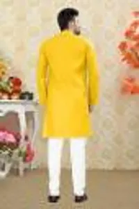 Reliable Yellow Cotton Blend Kurtas For Men-thumb1