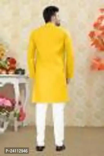 Reliable Yellow Cotton Blend Kurtas For Men-thumb3