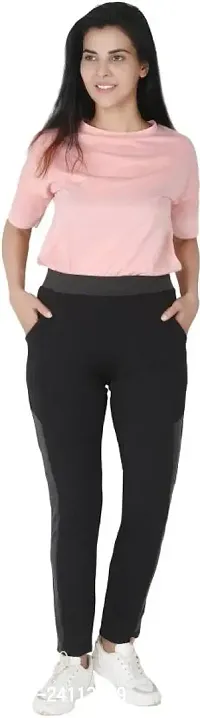 Elite Black Cotton Blend Track Pant For Women