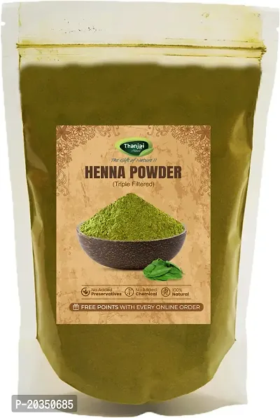 Thanjai Natural 1kg Henna powder for hair Colour and Growth | Triple filtered Henna Powder (250 gm x 4)-thumb0