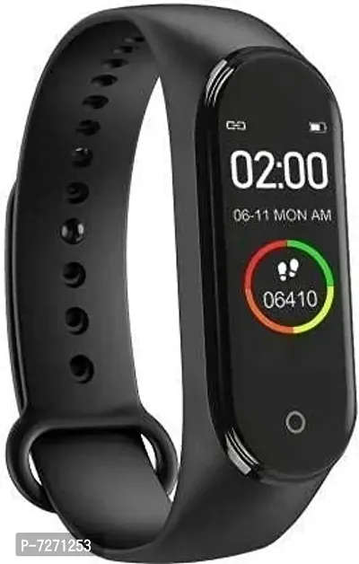 M4 Smart Bluetooth Fitness Plastic Smart Health Band/Smart Fitness Band with Call Whatsapp Alert Stop Watch Pedometer for Men and Women (Black)-thumb0