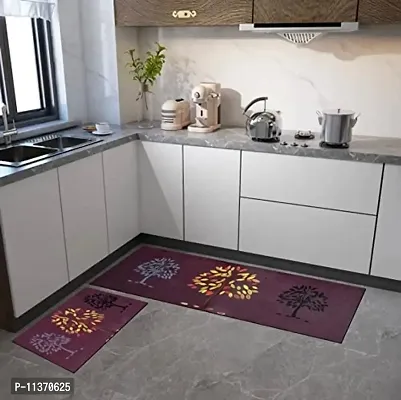 Stash Berg Washable Kitchen Floor Mats Runner, Anti Skid Latex Backing Set of 2, 18 x 55 inch Runner, 17x 26 inch Mat,(Multi Color 3)