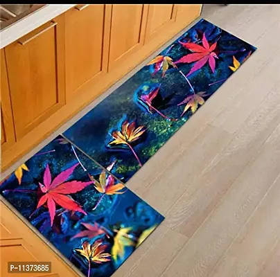 Stash Berg Washable Kitchen Floor Mats Runner, Anti Skid Latex Backing Set of 2, 18 x 55 inch Runner, 17x 26 inch Mat,(Multi Color 9)-thumb0