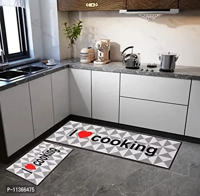 Stash Berg Washable Kitchen Floor Mats Runner, Anti Skid Latex Backing Set of 2, 18 x 55 inch Runner, 17x 26 inch Mat,(Multi Color 2)