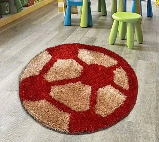 Gopal Ji Creation Kids Bath mat/Floor Rug, Football Design, 100% Cotton, 60 cm Round, Anti-Skid Backing,