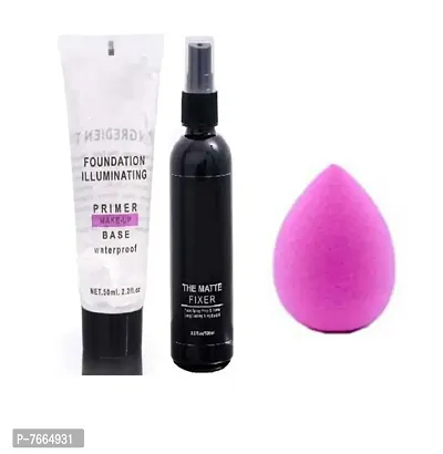 Makeup fixer spray  Tube primer (Transparent) Beauty puff  (3 Items in the set)-thumb0