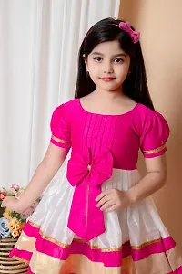 Fabulous Pink Rayon Colourblocked Dress For Girls-thumb3