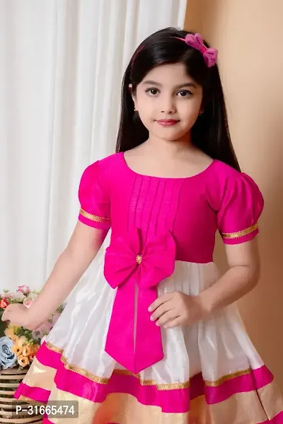 Fabulous Pink Rayon Colourblocked Dress For Girls-thumb4