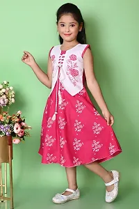 Fabulous Red Rayon Printed Dress For Girls-thumb1