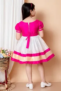 Fabulous Pink Rayon Colourblocked Dress For Girls-thumb2