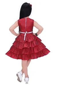 Fabulous Red Rayon Solid Dress For Girls-thumb3