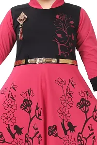 Fabulous Red Rayon Printed Dress For Girls-thumb2