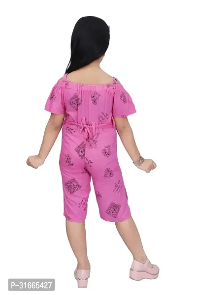 Fabulous Pink Rayon Printed Dress For Girls-thumb3