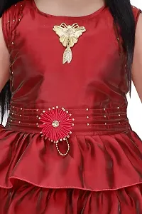 Fabulous Red Rayon Solid Dress For Girls-thumb2