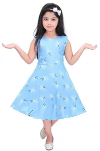 Fabulous Blue Rayon Printed Dress For Girls-thumb3