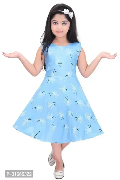 Fabulous Blue Rayon Printed Dress For Girls-thumb4