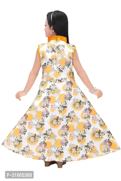 Fabulous Yellow Rayon Printed Dress For Girls-thumb3