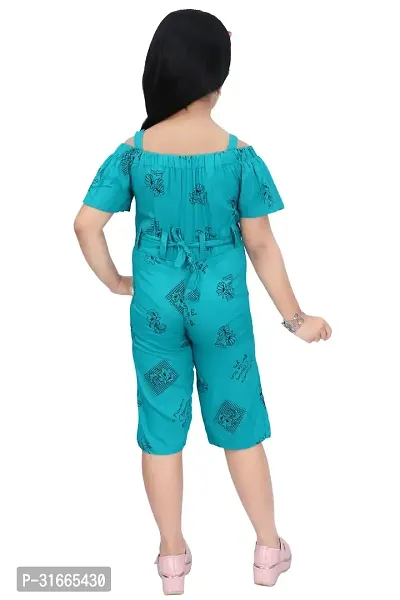 Fabulous Blue Rayon Printed Dress For Girls-thumb2