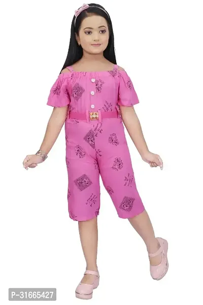 Fabulous Pink Rayon Printed Dress For Girls-thumb0