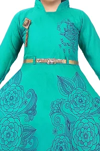 Fabulous Turquoise Rayon Printed Dress For Girls-thumb3