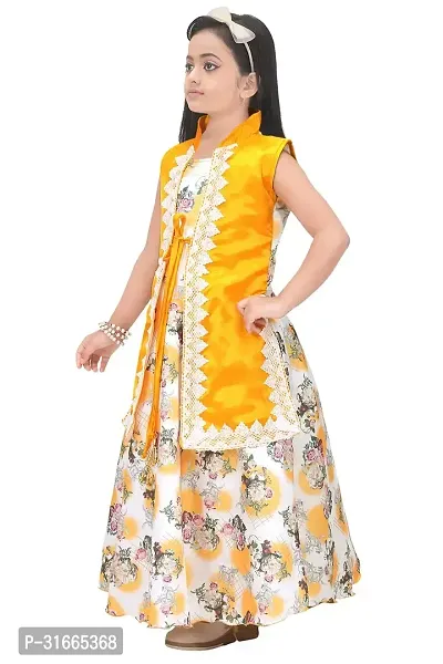 Fabulous Yellow Rayon Printed Dress For Girls-thumb2