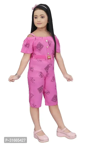 Fabulous Pink Rayon Printed Dress For Girls-thumb2